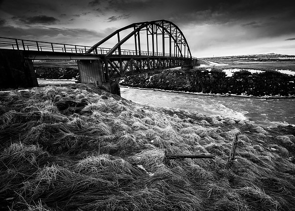 Bridge over the Pjorsa monochrome
